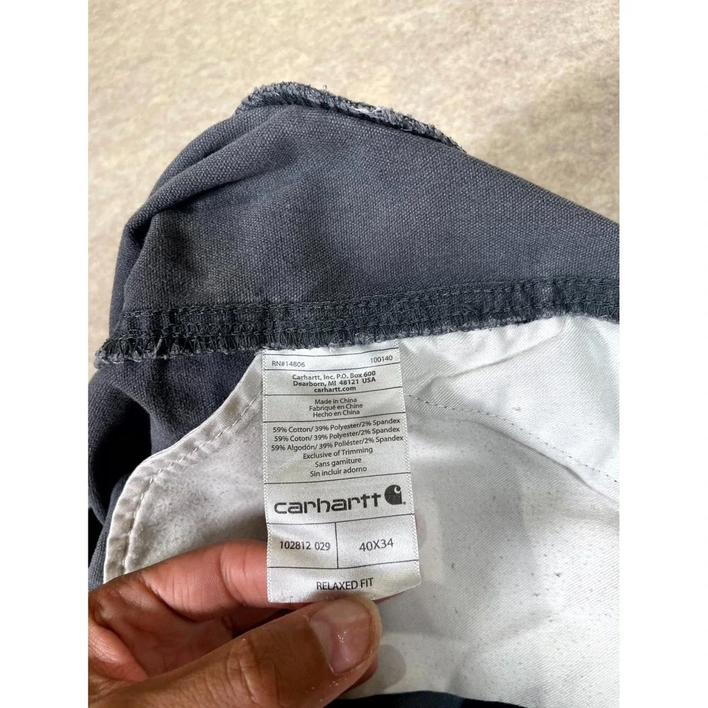 Carhartt Relaxed Fit Full Swing Carpenter Work Pants Mens 40x34 Gray Cotton Logo